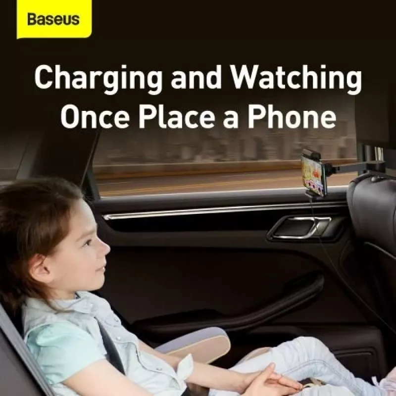 Baseus Soporte de coche con cargador inalámbrico Energy Storage para teléfono en el asiento trasero 15W Negro (WXHZ-01)