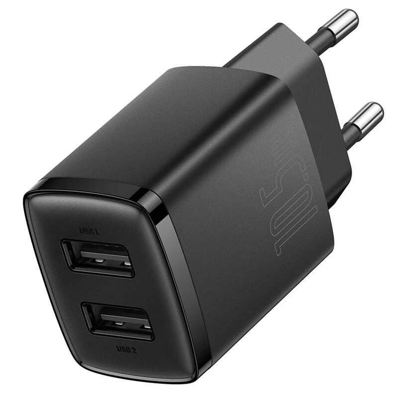 Baseus Cargador compacto 2x USB 10.5W negro