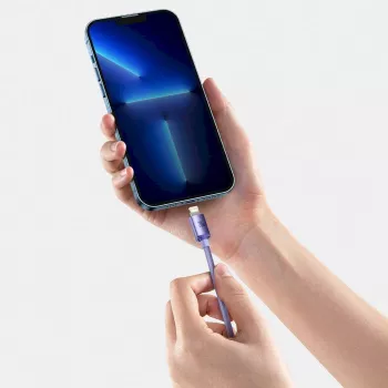 Cable de datos y carga rápida USB-C a Lightning Baseus serie Crystal Shine 20W 1,2 m morado (CAJY000205)