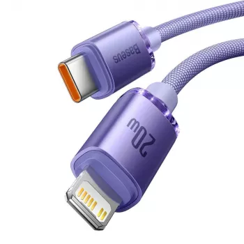 Cable de datos y carga rápida USB-C a Lightning Baseus serie Crystal Shine 20W 1,2 m morado (CAJY000205)