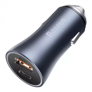 Baseus cargador de coche Golden Contactor Pro 40W USB-A USB-C QC4.0+ PD SCP gris