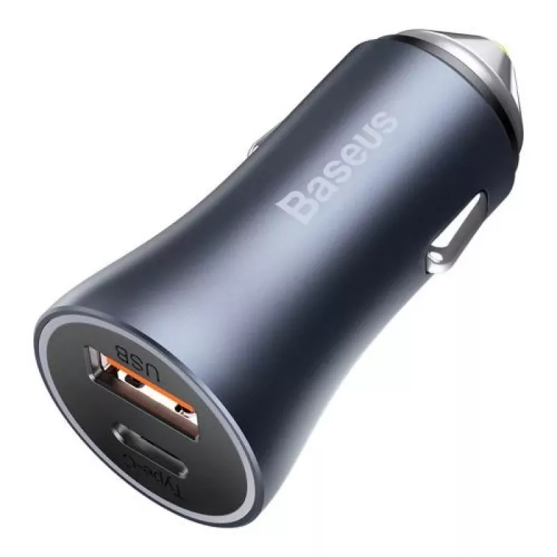 Baseus cargador de coche Golden Contactor Pro 40W USB-A USB-C QC4.0+ PD SCP gris