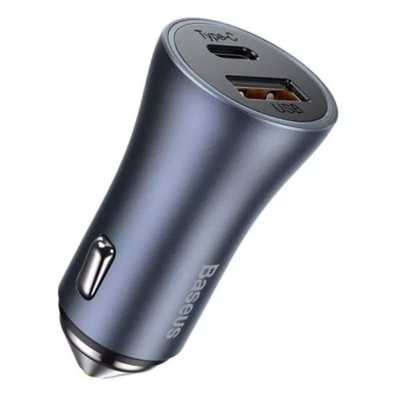 Baseus cargador de coche Golden Contactor Pro 40W USB-A USB-C QC4.0+ PD SCP gris