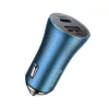 Cargador de coche rápido dual Baseus Golden Contactor Pro 40W con cable USB-C a Lightning 1m azul