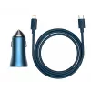 Cargador de coche rápido dual Baseus Golden Contactor Pro 40W con cable USB-C a Lightning 1m azul