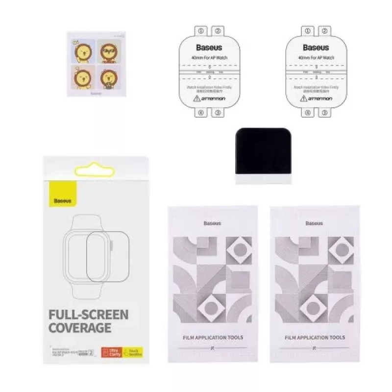 Baseus iWatch lámina protectora NanoCrystal 0,2 mm para Apple Watch 4/5/6/SE/SE 2, 40mm (2 uds.) con kit de montaje, transparente