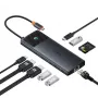 Baseus Metal Gleam Series Hub USB-C 10 en 1 USB-C a USB-C PD / USB-C / 3x USB-A / 2x HDMI / RJ-45 / SD / TF - negro