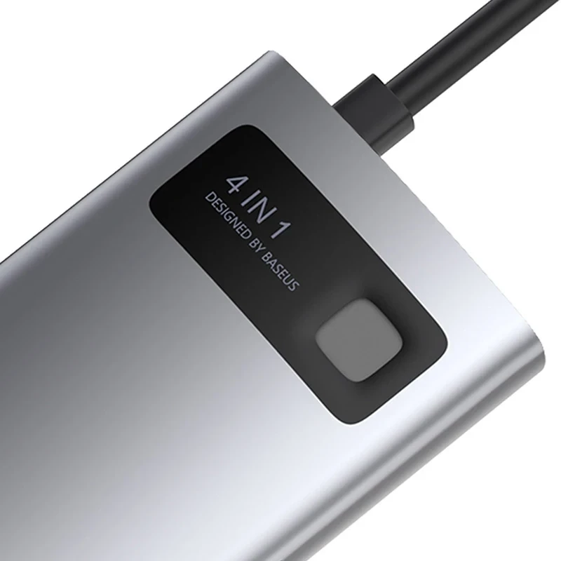 Baseus Metal Gleam Series hub USB-C 4 en 1, USB 3.0 + USB 2.0 + HDMI + USB-C PD, Plata