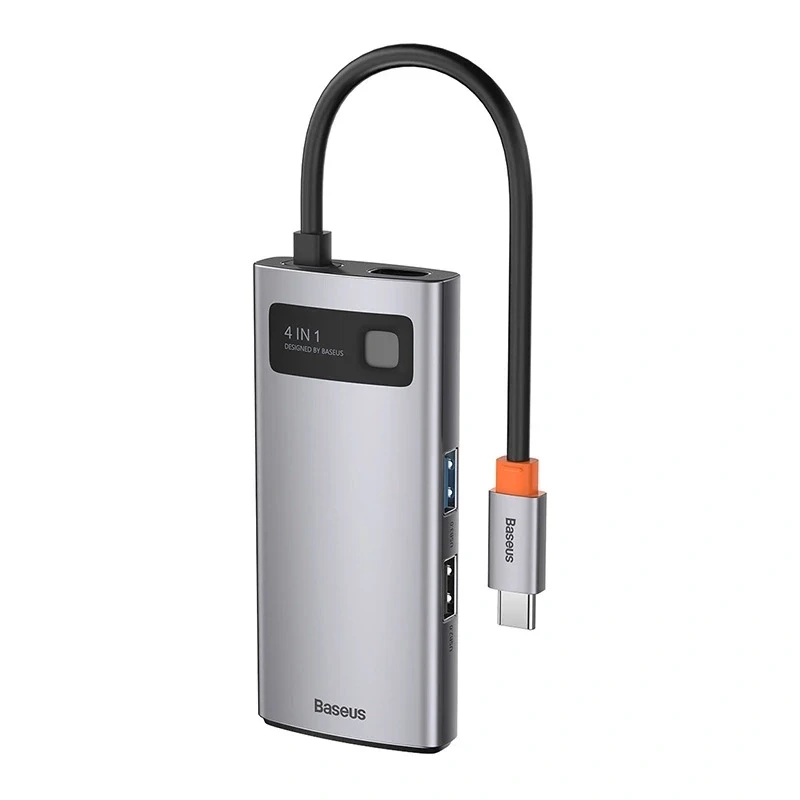 Baseus Metal Gleam Series hub USB-C 4 en 1, USB 3.0 + USB 2.0 + HDMI + USB-C PD, Plata