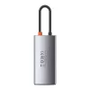 Baseus Metal Gleam Series hub USB-C 4 en 1, USB 3.0 + USB 2.0 + HDMI + USB-C PD, Plata