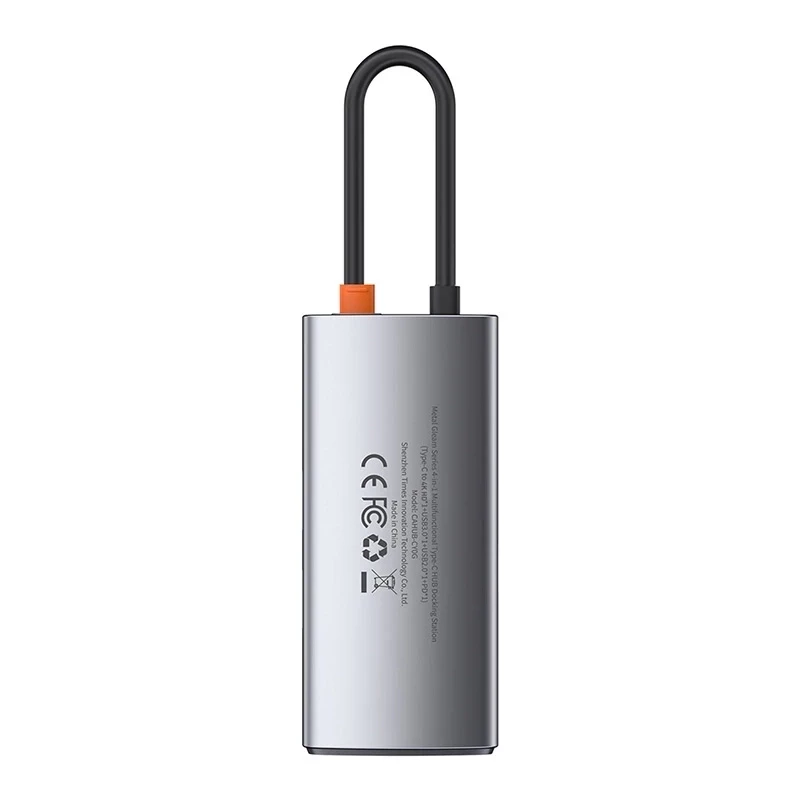 Baseus Metal Gleam Series hub USB-C 4 en 1, USB 3.0 + USB 2.0 + HDMI + USB-C PD, Plata