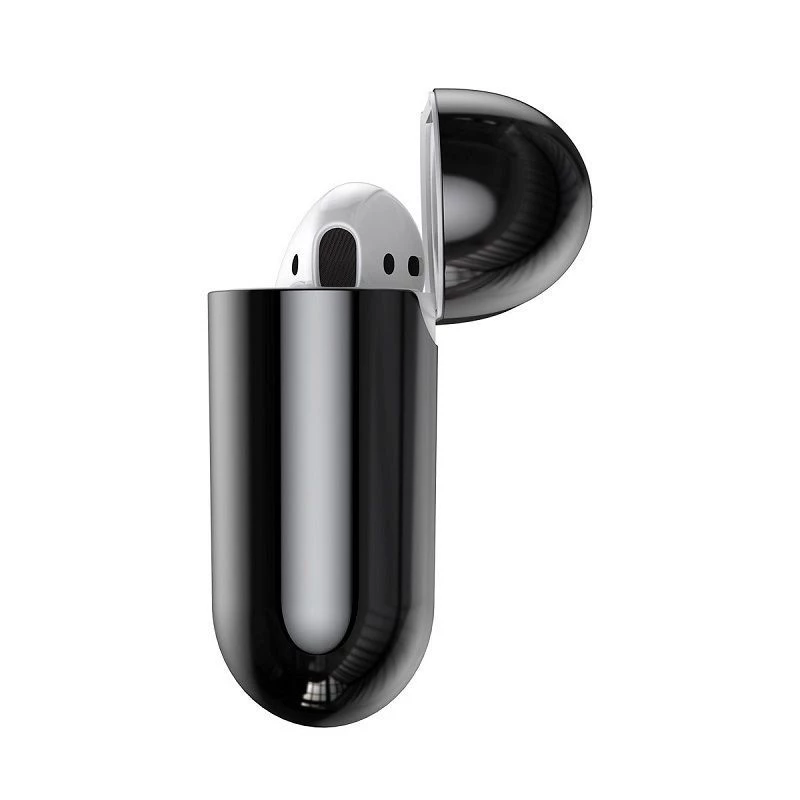 Baseus funda protectora de silicona ultrafina Metallic Shining con gancho para AirPods 1 / 2 negra