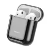 Baseus funda protectora de silicona ultrafina Metallic Shining con gancho para AirPods 1 / 2 negra