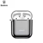 Baseus funda protectora de silicona ultrafina Metallic Shining con gancho para AirPods 1 / 2 negra
