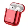 Baseus Funda protectora de silicona ultrafina Metallic Shining con gancho para AirPods 1 / 2 Rojo