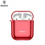 Baseus Funda protectora de silicona ultrafina Metallic Shining con gancho para AirPods 1 / 2 Rojo