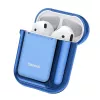 Baseus funda protectora de silicona ultrafina Metallic Shining con gancho para AirPods 1/2 azul