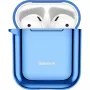 Baseus funda protectora de silicona ultrafina Metallic Shining con gancho para AirPods 1/2 azul