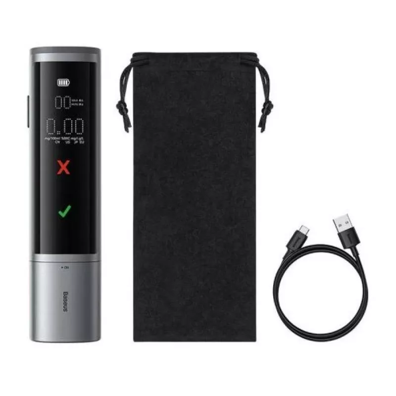 Baseus SafeJourney Pro alcoholímetro de coche, gris, USB-C, 470 mAh