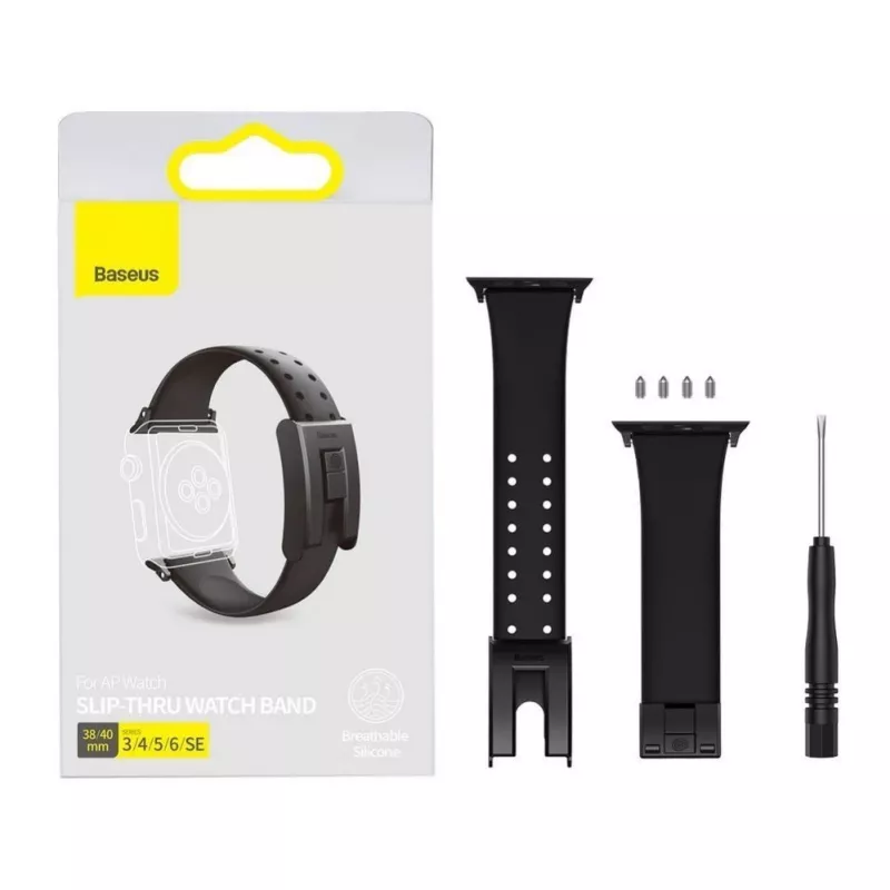 Correa de muñeca Slip-Thru para Apple Watch 3/4/5/6/SE 38mm/40mm Baseus negra (LBWSE-01)