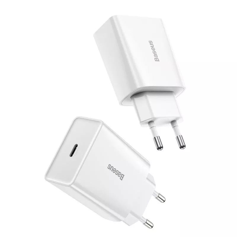 Baseus Speed Mini cargador rápido, USB-C, PD, 3A, 20W (Blanco)