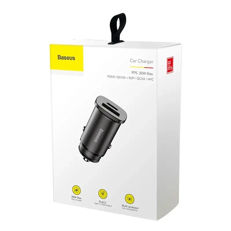 Baseus Square Cargador de coche PPS QC4.0 / PD3.0 5A 30W (Black)
