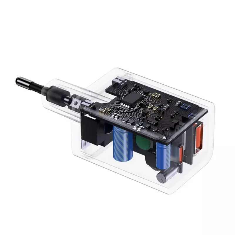 Baseus Super Si Pro Mini Cargador rápido 30W, USB-C + USB-A, PD 3.0, QC 3.0, enchufe EU, negro (CCSUPP-E01)