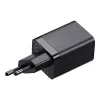 Baseus Super Si Pro Mini Cargador rápido 30W, USB-C + USB-A, PD 3.0, QC 3.0, enchufe EU, negro (CCSUPP-E01)
