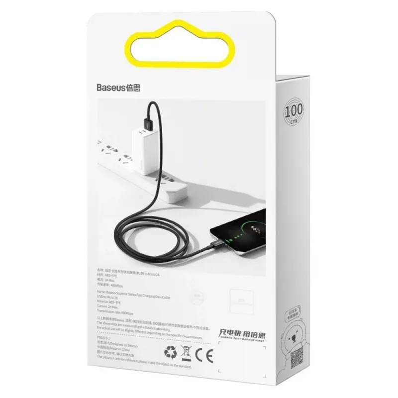 Baseus Cable de Datos y Carga Rápida Superior USB-A a Micro USB 1m Negro