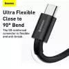 Baseus cable de carga rápida y datos serie Superior USB-A a USB-C, 66W (11V/6A), 2m, negro (CATYS-A01)