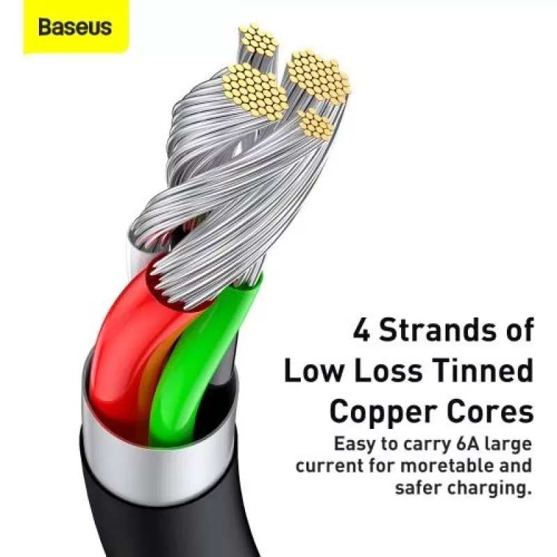 Baseus cable de carga rápida y datos serie Superior USB-A a USB-C, 66W (11V/6A), 2m, negro (CATYS-A01)