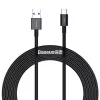Baseus cable de carga rápida y datos serie Superior USB-A a USB-C, 66W (11V/6A), 2m, negro (CATYS-A01)