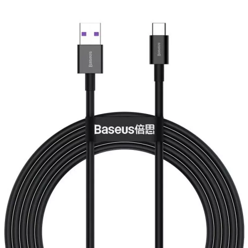 Baseus cable de carga rápida y datos serie Superior USB-A a USB-C, 66W (11V/6A), 2m, negro (CATYS-A01)