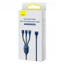Baseus Cable Universal Flash Series II Cable de Datos y Carga Rápida 3 en 1 (USB-A a Micro + Lightning + Type-C) 66W, 480mbps, 1,2m, Azul (CASS040003)