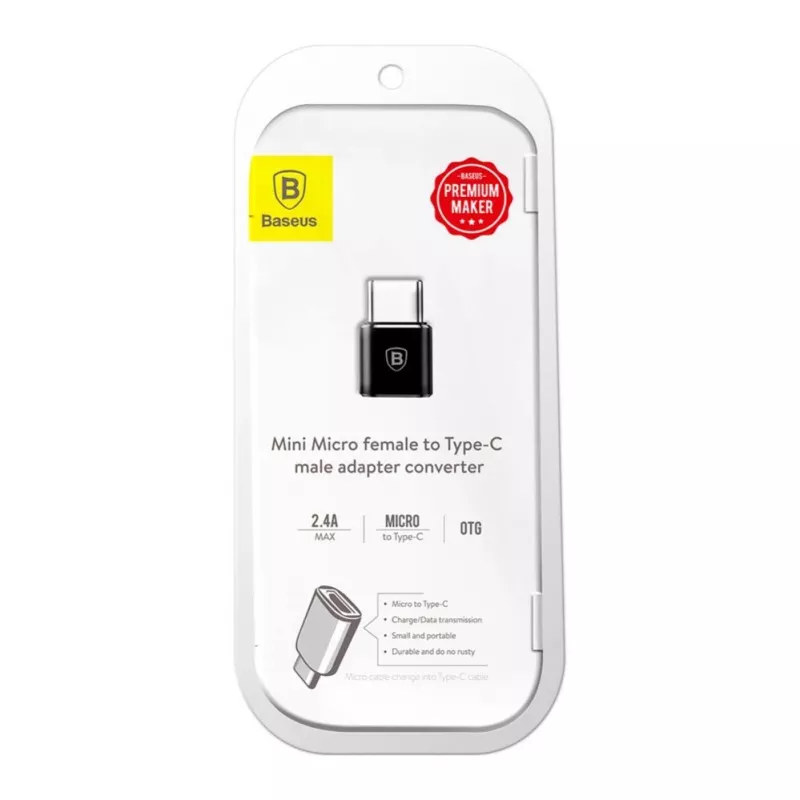 Baseus Adaptador OTG USB 2.0 Type-C a Micro USB (Negro)