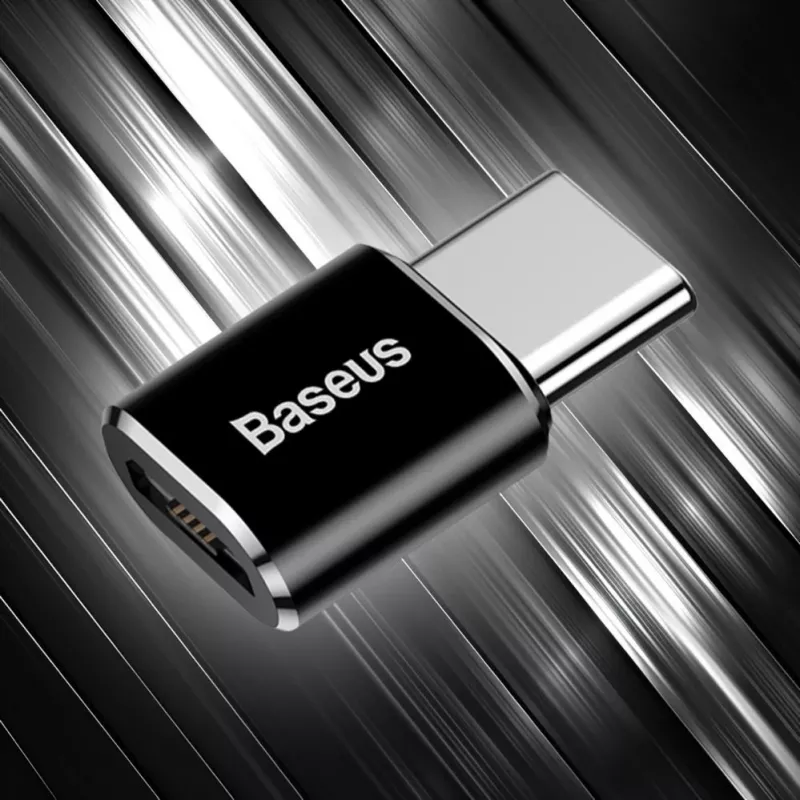 Baseus Adaptador OTG USB 2.0 Type-C a Micro USB (Negro)