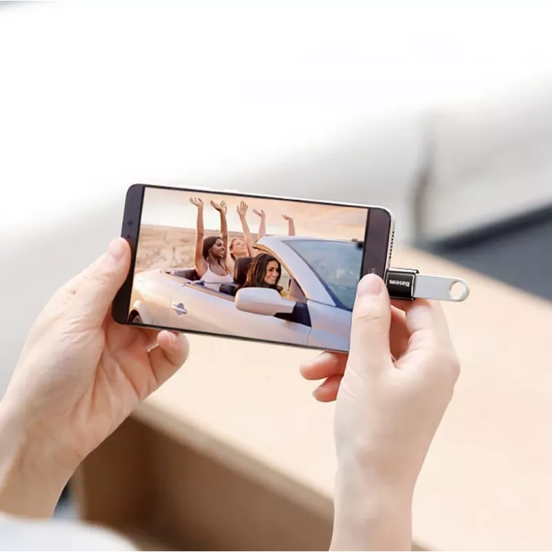 Baseus Adaptador OTG USB 2.0 Type-C a Micro USB (Negro)