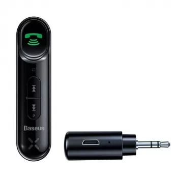 Baseus WXQY-01 Receptor Bluetooth 5.0 AUX para coche con función de carga Micro-USB – alcance 10 m, 145 mAh, negro