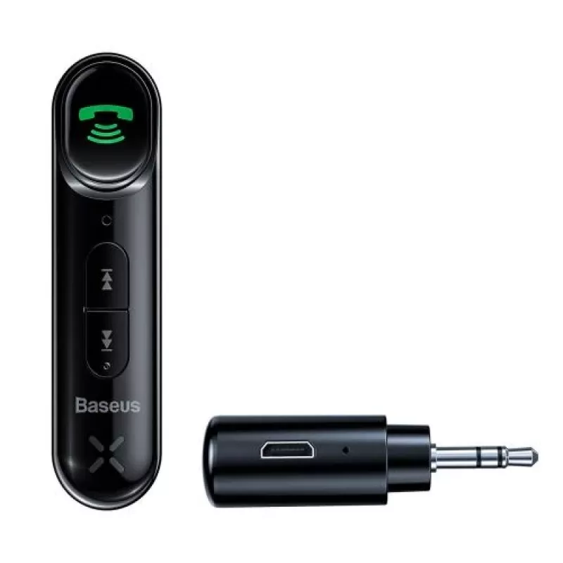 Baseus WXQY-01 Receptor Bluetooth 5.0 AUX para coche con función de carga Micro-USB – alcance 10 m, 145 mAh, negro