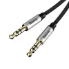 Baseus Yiven M30 Cable de audio de 3,5 mm (jack a jack) – 1 m, trenzado de nailon, dorado, negro/plata