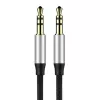 Baseus Yiven M30 Cable de audio de 3,5 mm (jack a jack) – 1 m, trenzado de nailon, dorado, negro/plata