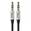 Baseus Yiven M30 Cable de audio de 3,5 mm (jack a jack) – 1 m, trenzado de nailon, dorado, negro/plata