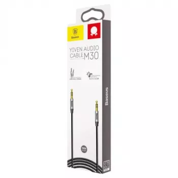 Baseus Yiven M30 Cable de audio de 3,5 mm (jack a jack) – 1 m, trenzado de nailon, dorado, negro/plata