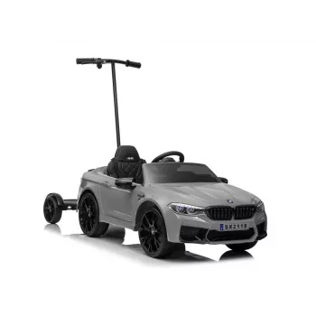 Coche a batería BMW M5 Z con plataforma para padres, plateado pintado