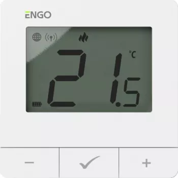 Termostato de ambiente ZigBee de superficie ENGO Controls E25-BATW, a pilas, blanco