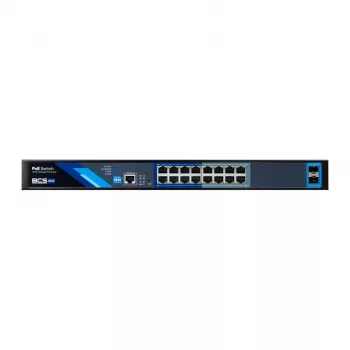BCS B-SP16G-2SFP-M switch industrial no gestionado Gigabit PoE+ de 16 puertos con 2 ranuras SFP, presupuesto PoE de 240W, montaje en carril DIN