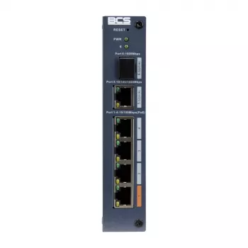 BCS BCS-L-SP0401G-1SFP-M Switch PoE+ industrial no gestionado, 4x PoE+ RJ45 + 1x RJ45 + 1x SFP, 65W