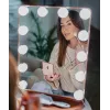 Beautifly GlamourVue espejo de maquillaje LED con 3 modos de luz, atenuación continua, aumento 1x/5x, panel táctil, recargable 2000mAh, USB-C, Blanco