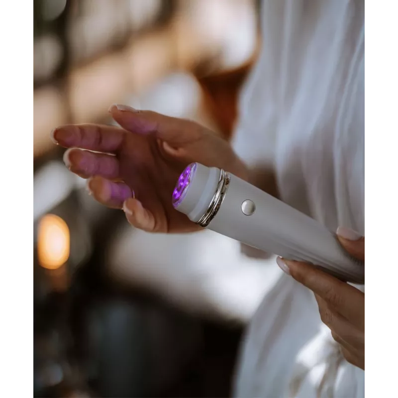 Beautifly Glossy Acne Young Sonic cepillo de limpieza facial con terapia de luz azul y función de calor, Oro rosa/Rosa