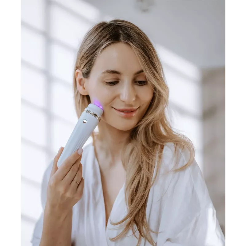Beautifly Glossy Acne Young Sonic cepillo de limpieza facial con terapia de luz azul y función de calor, Oro rosa/Rosa